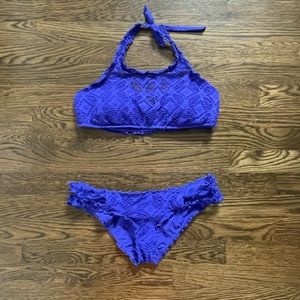 Becca Swimwear - L Top, S Bottom. Blue bikini.